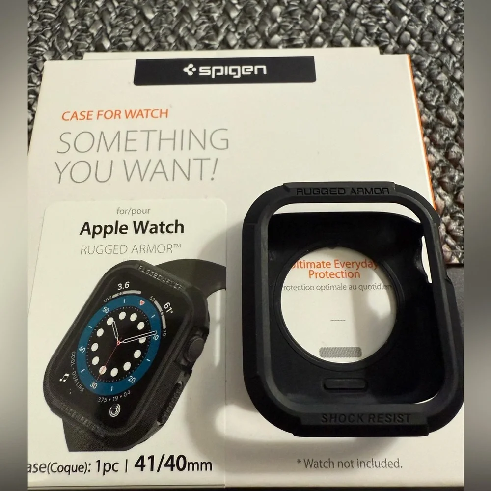 Spigen Rugged Apple watch protective case and 3 extra cases with tempered glass